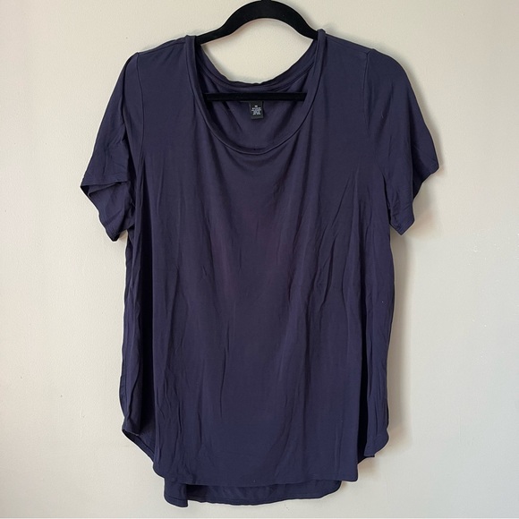 ALFANI Women's Blue Short Sleeve Relaxed High-Low Basic T-Shirt - Picture 1 of 9